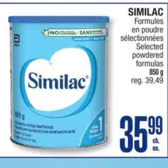 Jean Coutu SIMILAC Selected powdered formulas offer