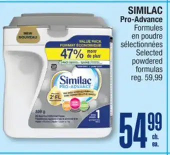 Jean Coutu SIMILAC Pro-Advance Selected powdered formulas offer