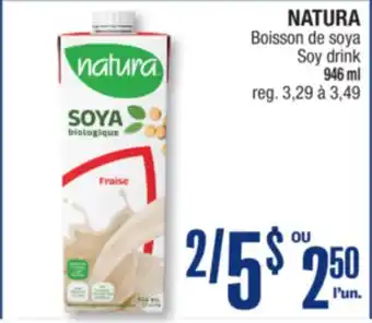 Jean Coutu NATURA Soy drink offer
