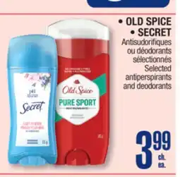 Jean Coutu OLD SPICE, SECRET Selected antiperspirants and deodorants offer