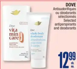 Jean Coutu DOVE Selected antiperspirants and deodorants offer