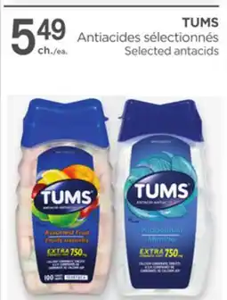 Proxim TUMS Antiacides sélectionnés/Selected antacids offer