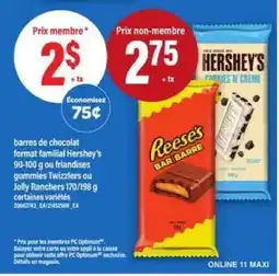 Maxi Barres de chocolat Hershey's ou friandises gummies offer