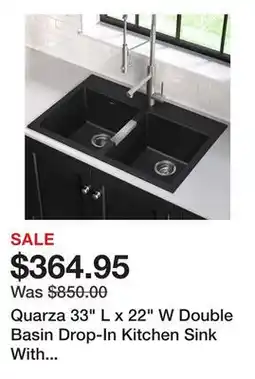 Wayfair Quarza 33 L x 22 W Double Basin Drop-In Kitchen Sink With Accessories offer