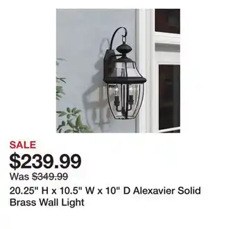 Wayfair 20.25 H x 10.5 W x 10 D Alexavier Solid Brass Wall Light offer