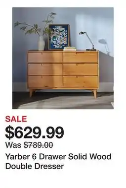 Wayfair Yarber 6 Drawer Solid Wood Double Dresser offer