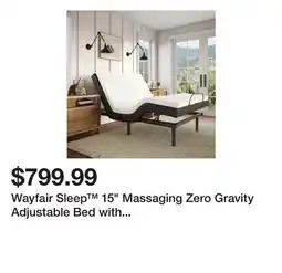 Wayfair Wayfair Sleep 15 Massaging Zero Gravity Adjustable Bed with Wireless Remote offer
