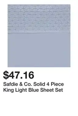 Bed Bath & Beyond Safdie & Co. Solid 4 Piece King Light Blue Sheet Set offer
