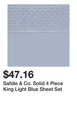 Bed Bath & Beyond Safdie & Co. Solid 4 Piece King Light Blue Sheet Set offer