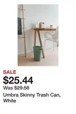 Bed Bath & Beyond Umbra Skinny Trash Can, White offer