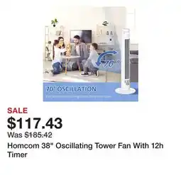Bed Bath & Beyond Homcom 38 Oscillating Tower Fan With 12h Timer offer