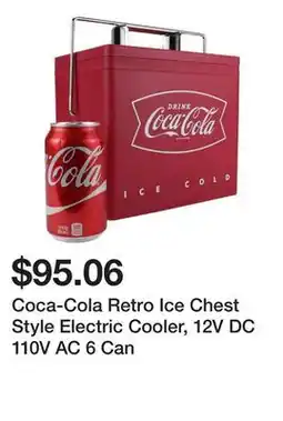 Bed Bath & Beyond Coca-Cola Retro Ice Chest Style Electric Cooler, 12V DC 110V AC 6 Can offer