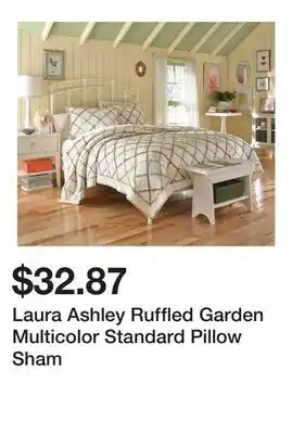 Bed Bath & Beyond Laura Ashley Ruffled Garden Multicolor Standard Pillow Sham offer