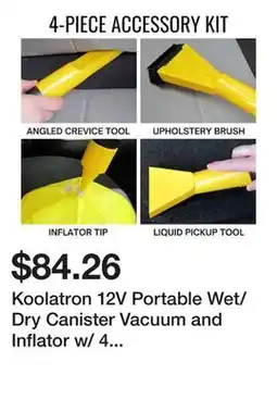 Bed Bath & Beyond Koolatron 12V Portable Wet/Dry Canister Vacuum and Inflator w/ 4 Nozzles offer