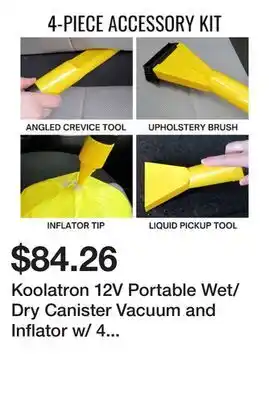 Bed Bath & Beyond Koolatron 12V Portable Wet/Dry Canister Vacuum and Inflator w/ 4 Nozzles offer