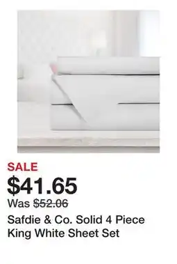 Bed Bath & Beyond Safdie & Co. Solid 4 Piece King White Sheet Set offer
