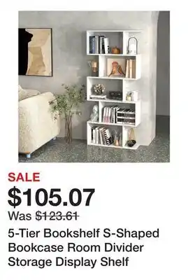 Bed Bath & Beyond 5-Tier Bookshelf S-Shaped Bookcase Room Divider Storage Display Shelf offer