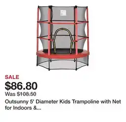 Bed Bath & Beyond Outsunny 5' Diameter Kids Trampoline with Net for Indoors & Outdoors, Ages 3 to 6 offer
