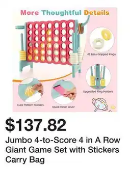Bed Bath & Beyond Jumbo 4-to-Score 4 in A Row Giant Game Set with Stickers Carry Bag offer