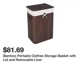 Bed Bath & Beyond Bamboo Portable Clothes Storage Basket with Lid and Removable Liner offer