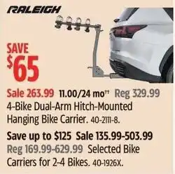 Canadian Tire Dual Arm Hitch-Mounted Hanging Bike Carrier offer