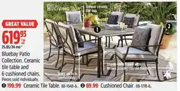 Canadian Tire Bluebay Patio Collection. Ceramic Tile Table and 6 Cushioned Chairs offer