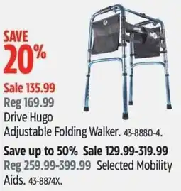 Canadian Tire Drive Hugo Adjustable Folding Walker offer