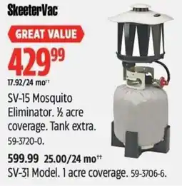 Canadian Tire Skeeter Vac SV-15 Mosquito Eliminator. ½ acre coverage. Tank extra offer