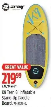 Canadian Tire Zray K9 Teen 8' Inflatable Stand-Up Paddle Board offer