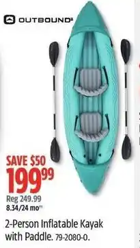 Canadian Tire OUTBOUND 2-Person Inflatable Kayak with Paddle offer