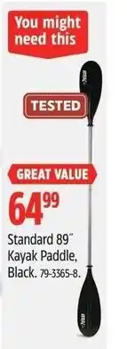 Canadian Tire Standard 89" Kayak Paddle, Black offer