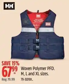 Canadian Tire HH Woven Polymer PFD. M, L and XL sizes offer