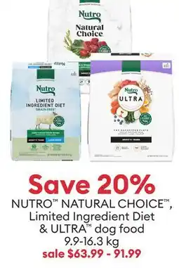 Petsmart Save 20% NUTRO NATURAL CHOICE , Limited Ingredient Diet & ULTRA dog food offer