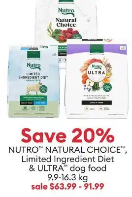 Petsmart Save 20% NUTRO NATURAL CHOICE , Limited Ingredient Diet & ULTRA dog food offer