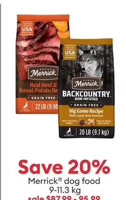 Petsmart Save 20% Merrick dog food offer