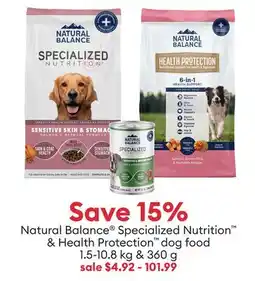 Petsmart Save 15% Natural Balance Specialized Nutrition & Health Protection dog food offer