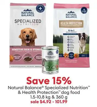 Petsmart Save 15% Natural Balance Specialized Nutrition & Health Protection dog food offer
