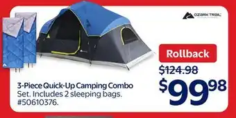 Walmart 3-Piece Quick Up camping Combo offer