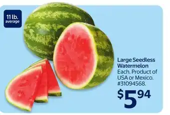 Walmart Large Seedless Watermelon offer