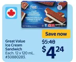 Walmart Great Value Ice Cream Sandwich offer