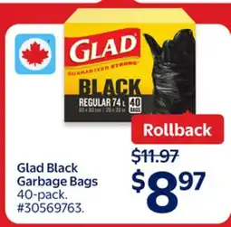 Walmart Glad Black Garbage Bags offer