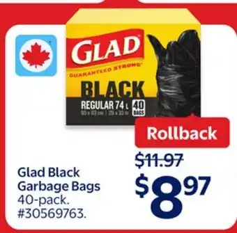 Walmart Glad Black Garbage Bags offer