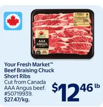 Walmart Your Fresh Market Beef Braising Chuck Short Ribs offer