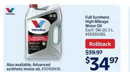 Walmart Full Synthetic High Mileage Motor Oil offer