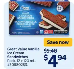Walmart Great Value Vanilla Ice Cream Sandwiches offer