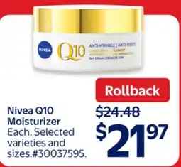 Walmart Nivea Q10 Moisturizer offer