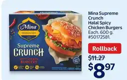 Walmart Mina Supreme Crunch Halal Spicy Chicken Burgers offer