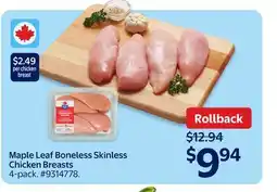 Walmart Maple Leaf Boneless Skinless Chicken Breasts offer