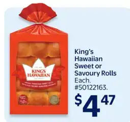Walmart King's Hawaiian Sweet or Savoury Rolls offer