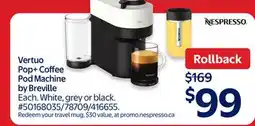 Walmart Vertuo Pop+ Coffee Pod Machine By Breville offer